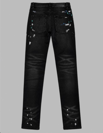 AMIRI Aged Black Paint Splatter MX1 Jeans.