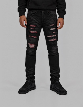 AMIRI Black Distressed Jeans with Pink 