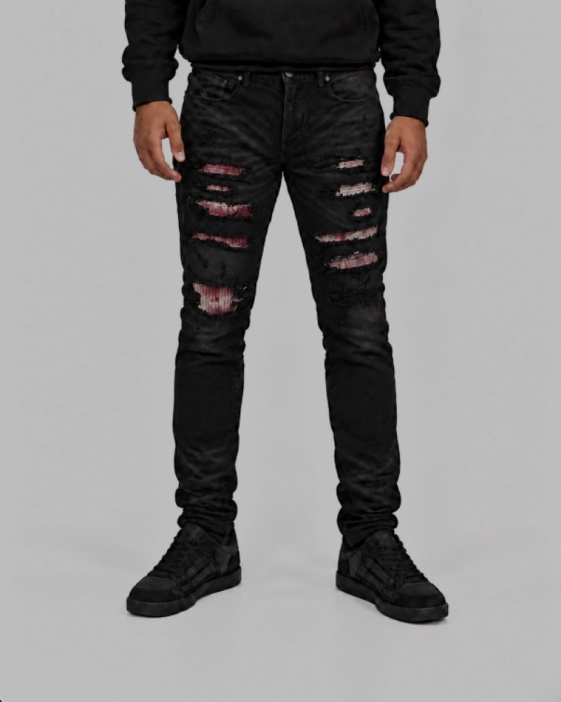 AMIRI Black Distressed Jeans with Pink 
