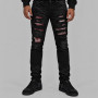 AMIRI Black Distressed Jeans with Pink 