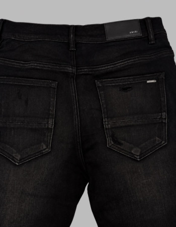 AMIRI Black Distressed Jeans with Pink 