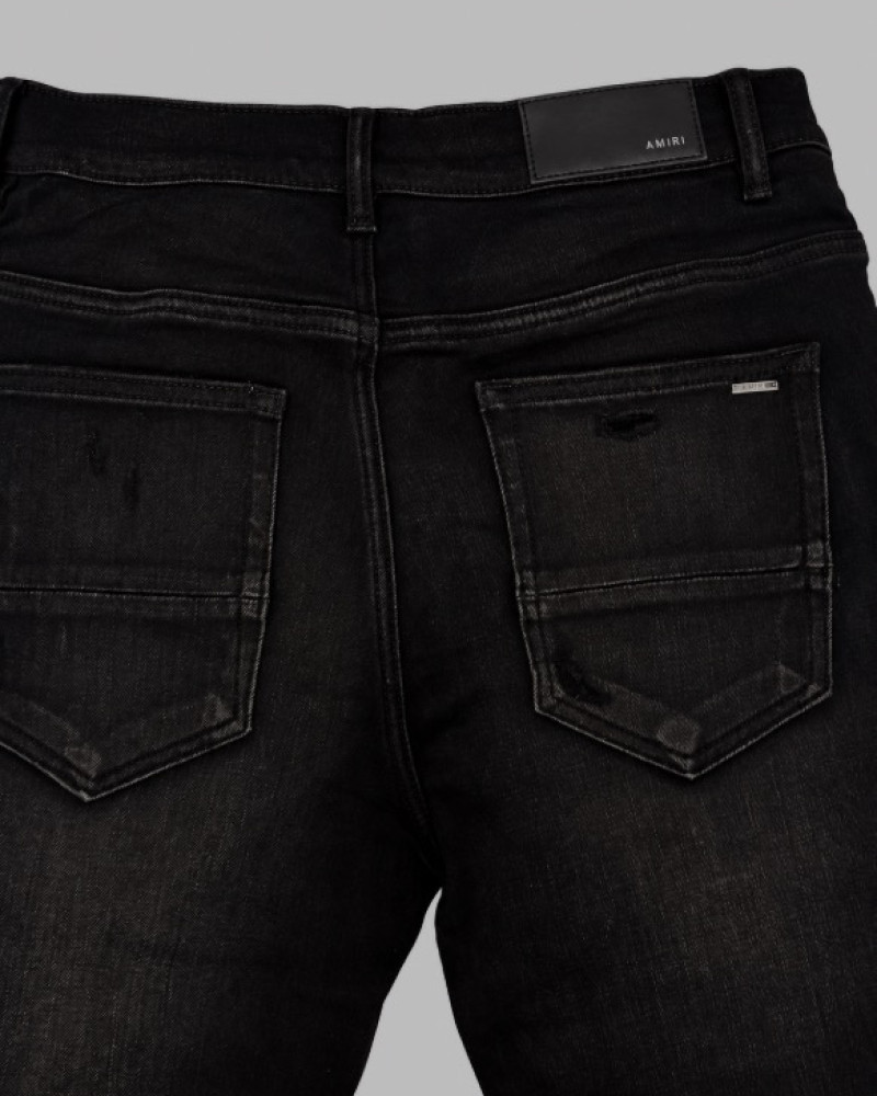 AMIRI Black Distressed Jeans with Pink 