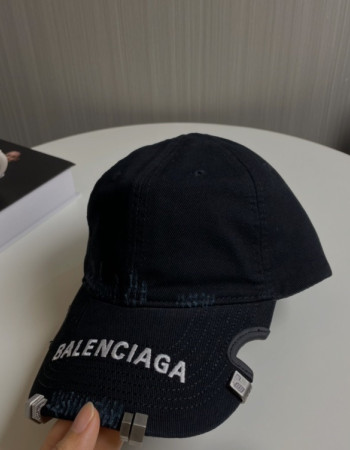 Balenciaga DIY Metal Outline Distressed Cap – Black