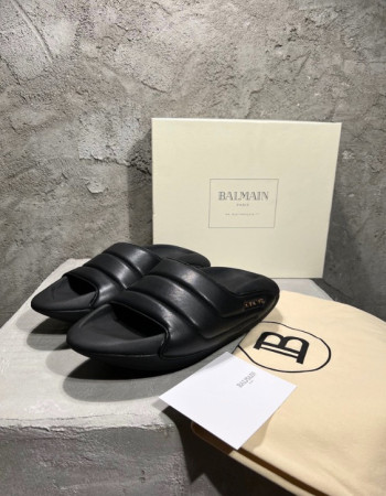 Balmain B-IT Quilted Mules Slippers  