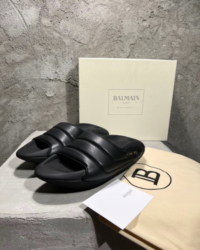 Balmain B-IT Quilted Mules Slippers  