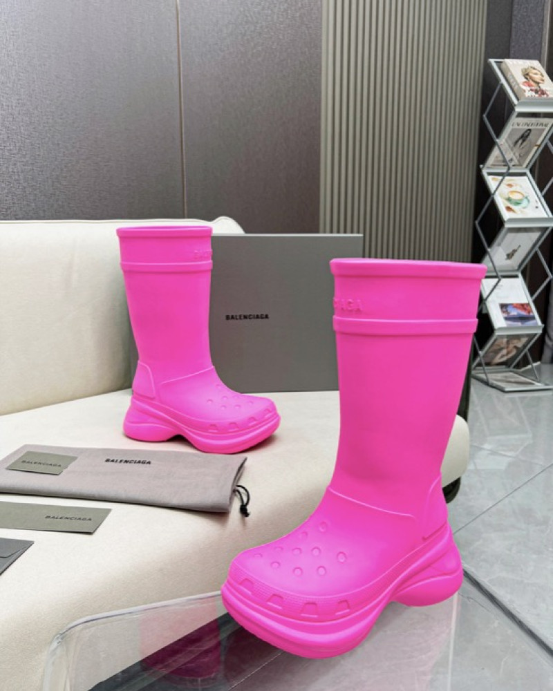 Balenciaga Excavator Rubber Boots - Neon Pink