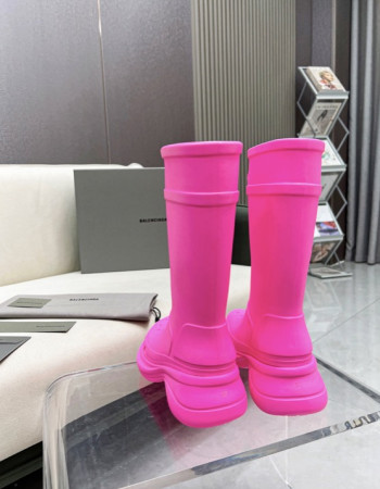 Balenciaga Excavator Rubber Boots - Neon Pink