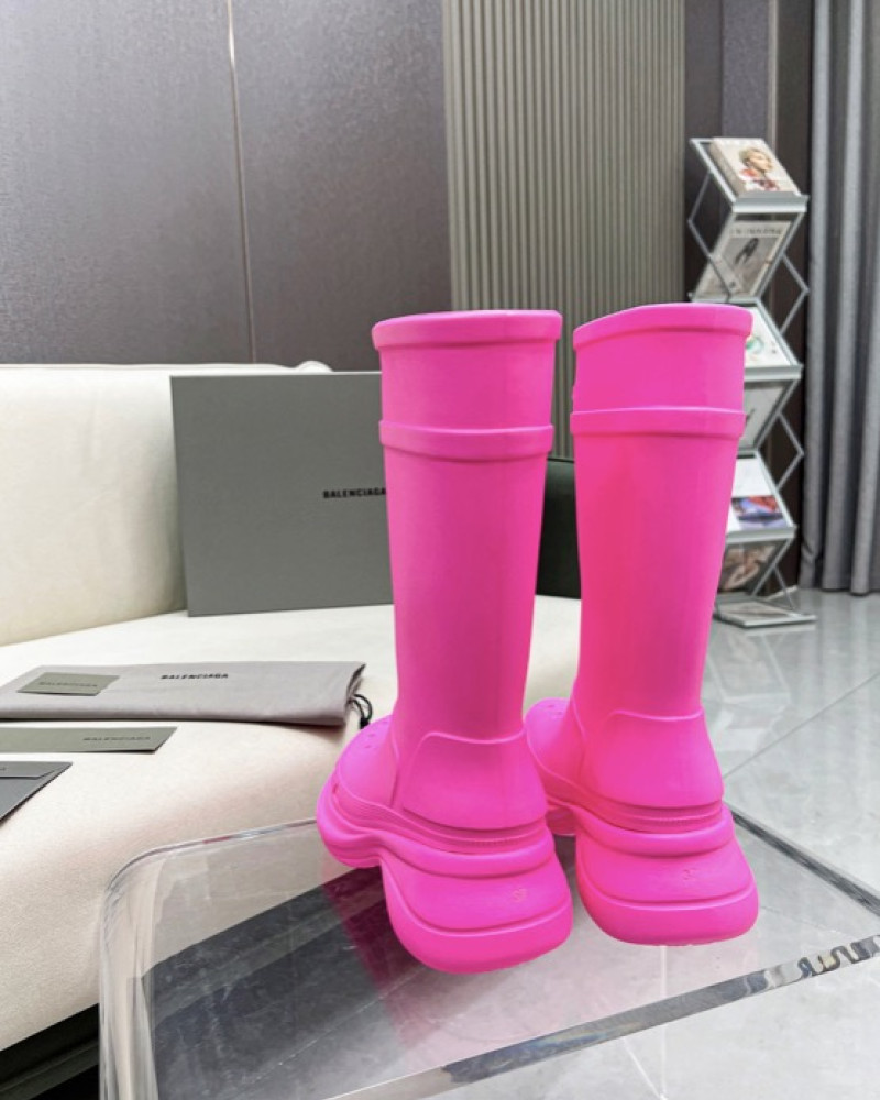 Balenciaga Excavator Rubber Boots - Neon Pink