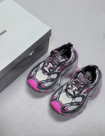 Balenciaga 10XL Distressed Runner Sneakers – Grey/Pink