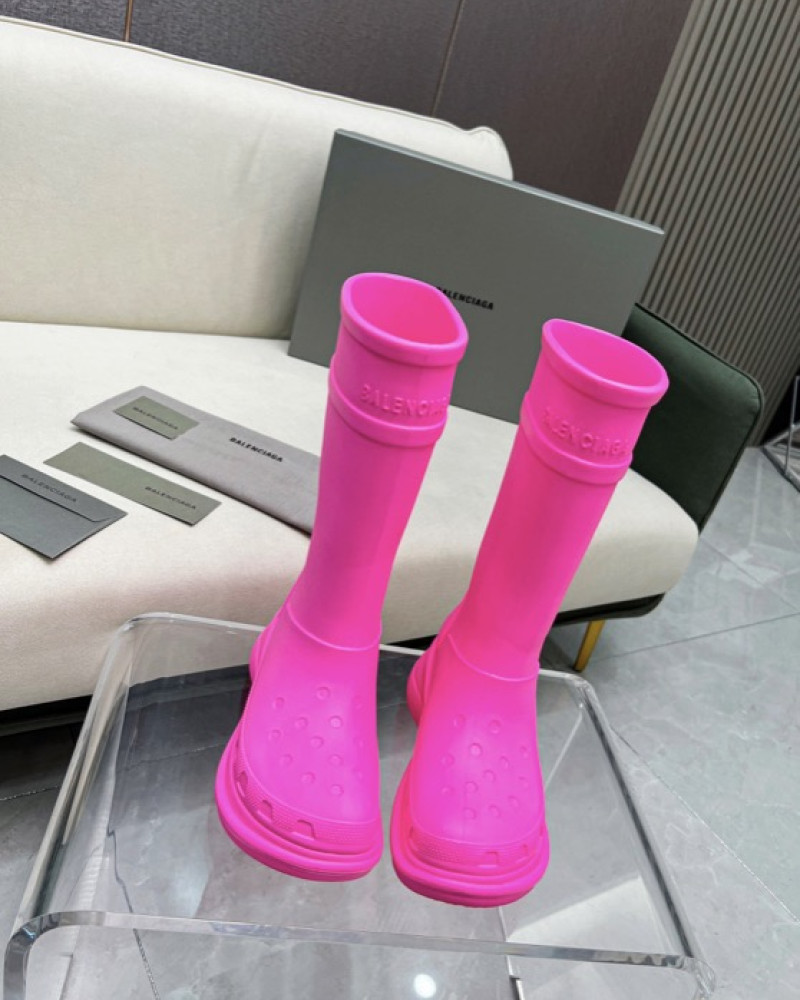 Balenciaga Excavator Rubber Boots - Neon Pink