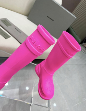 Balenciaga Excavator Rubber Boots - Neon Pink