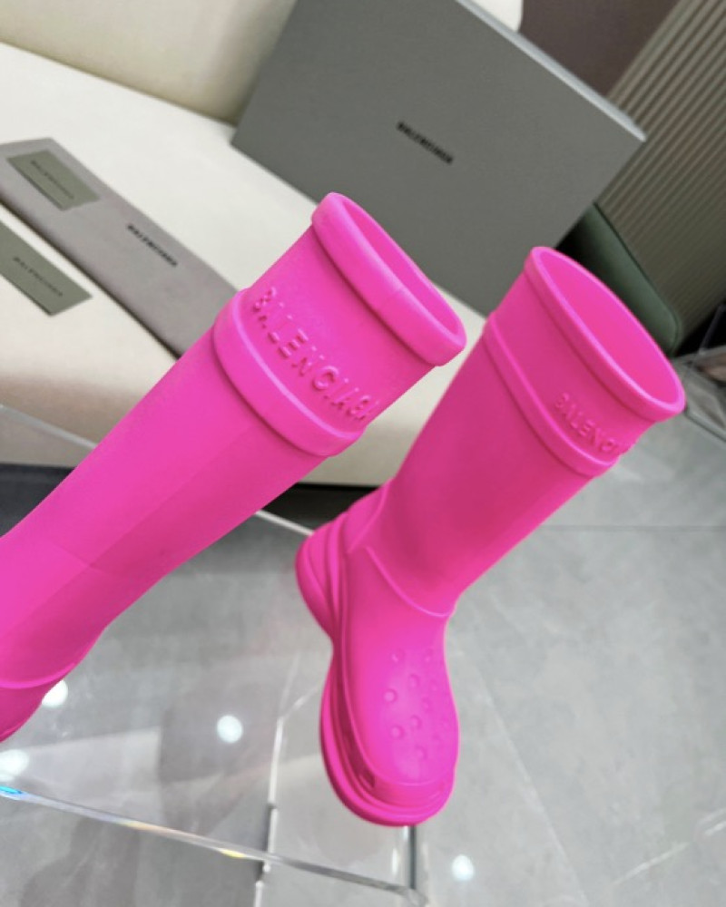 Balenciaga Excavator Rubber Boots - Neon Pink