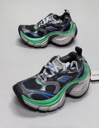 Balenciaga 10XL Distressed Runner Sneakers – Black/Blue/Green