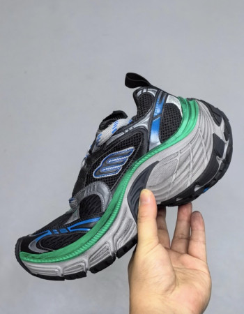 Balenciaga 10XL Distressed Runner Sneakers – Black/Blue/Green