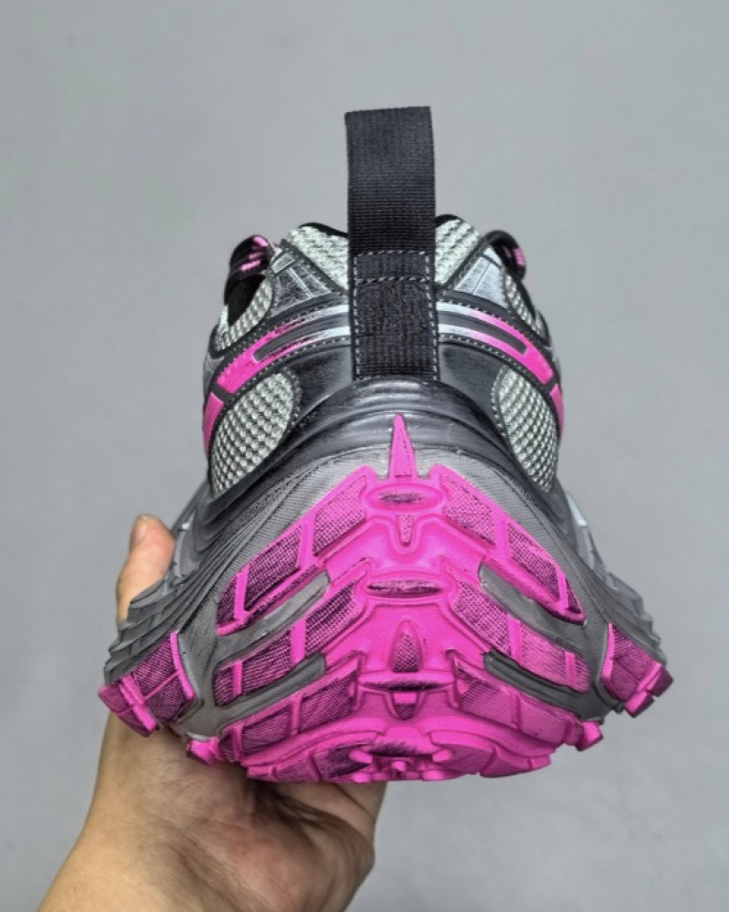 Balenciaga 10XL Distressed Runner Sneakers – Grey/Pink