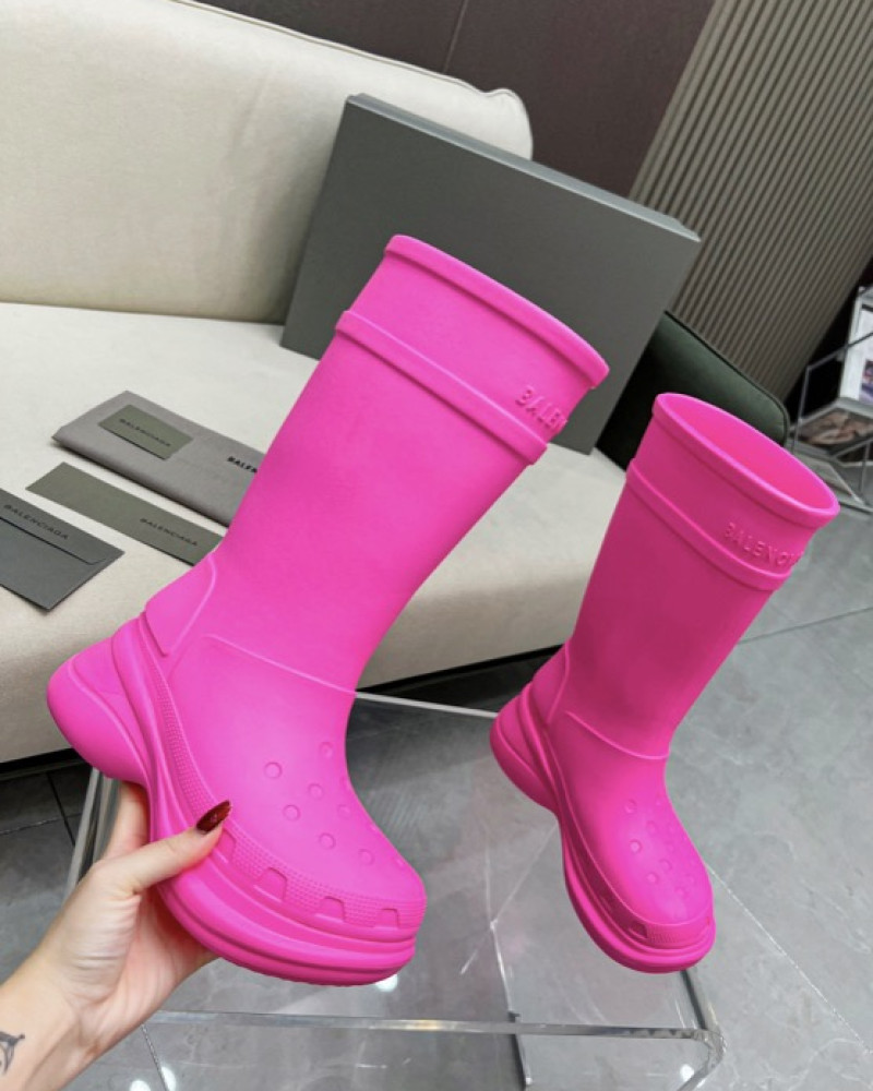 Balenciaga Excavator Rubber Boots - Neon Pink