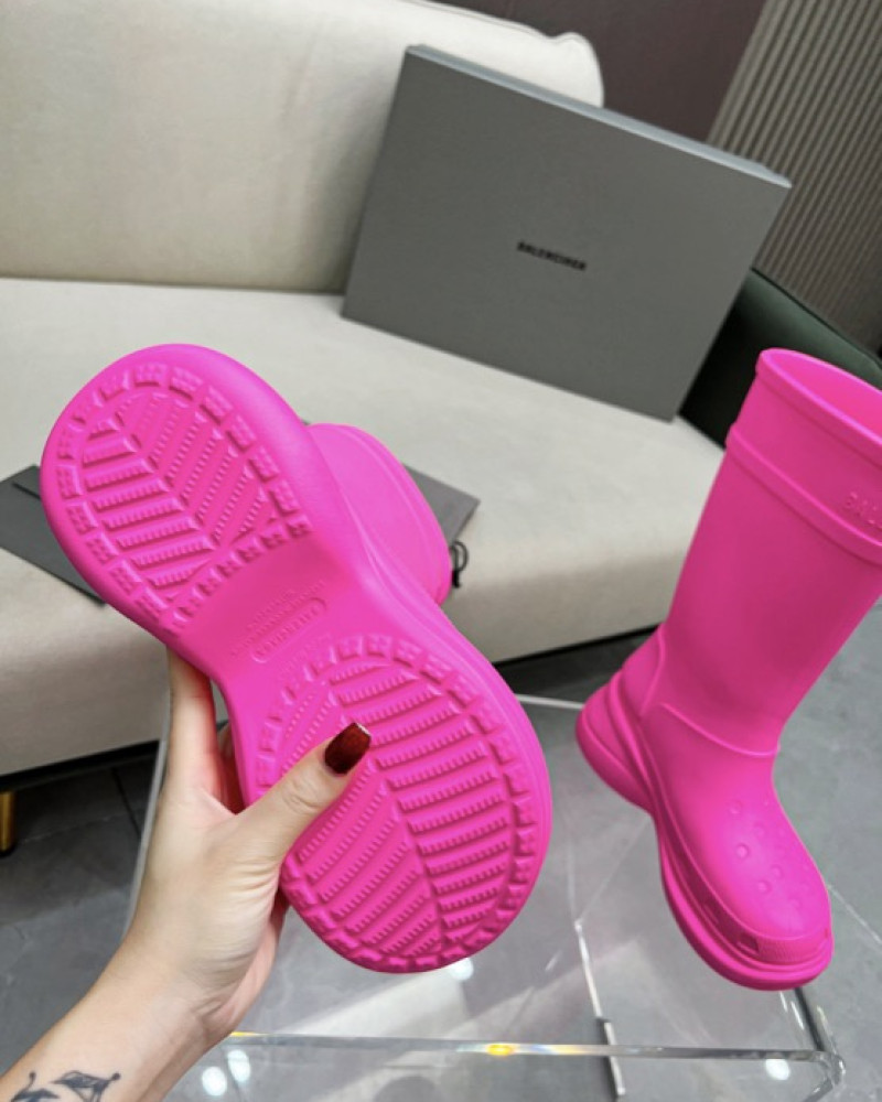Balenciaga Excavator Rubber Boots - Neon Pink