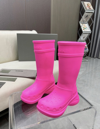 Balenciaga Excavator Rubber Boots - Neon Pink