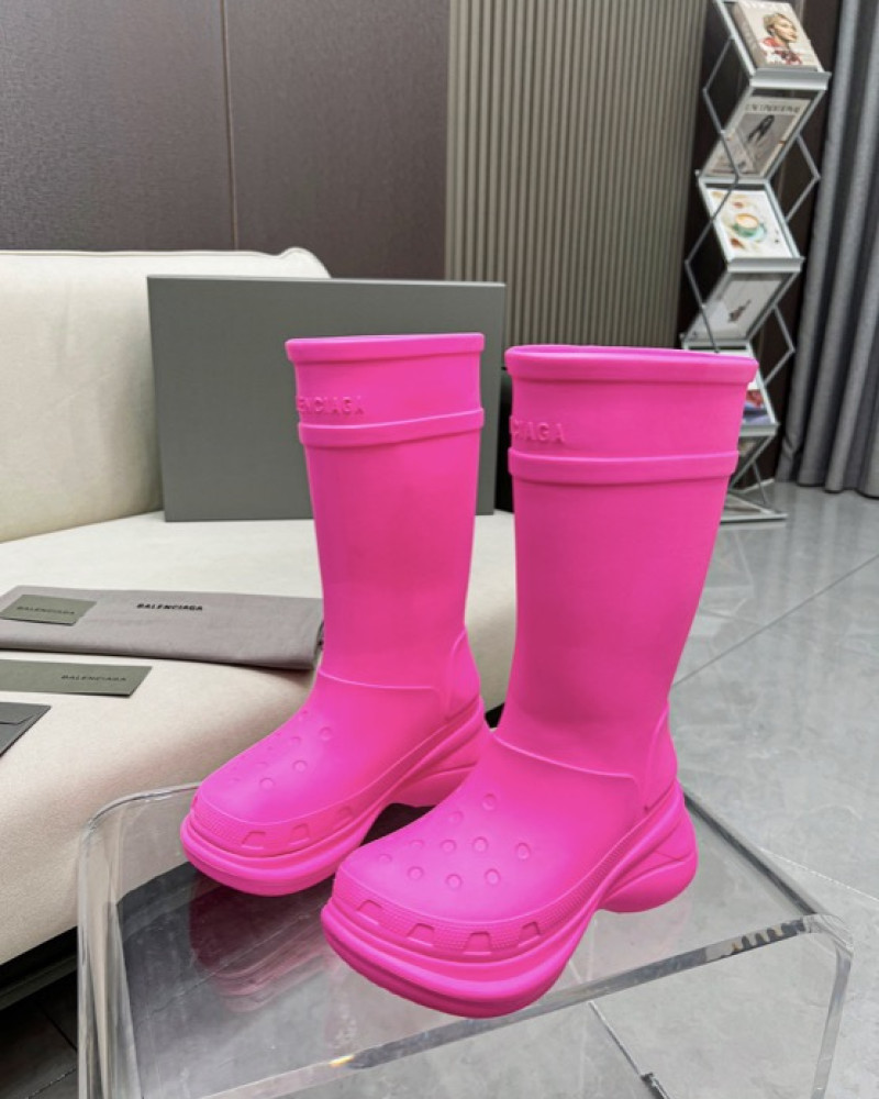 Balenciaga Excavator Rubber Boots - Neon Pink