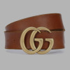Gucci Women’s Double G Leather Belt – Brown & Antique Gold