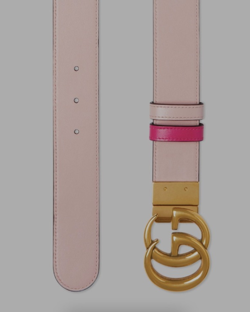 Gucci Women’s Double G Leather Belt – Light Pink & Fuchsia