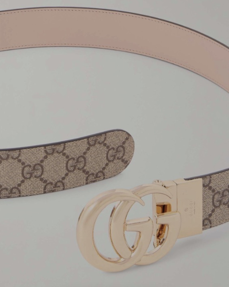 Gucci Women’s GG Supreme Double G Belt – Beige & Pink