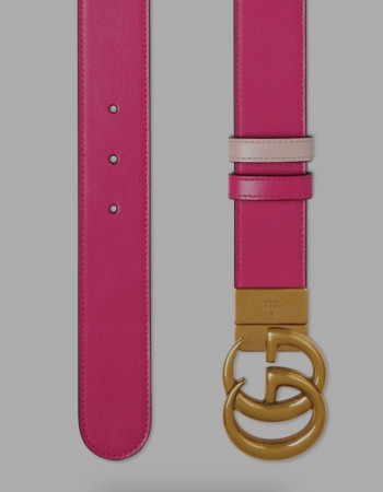 Gucci Women’s Double G Leather Belt – Light Pink & Fuchsia