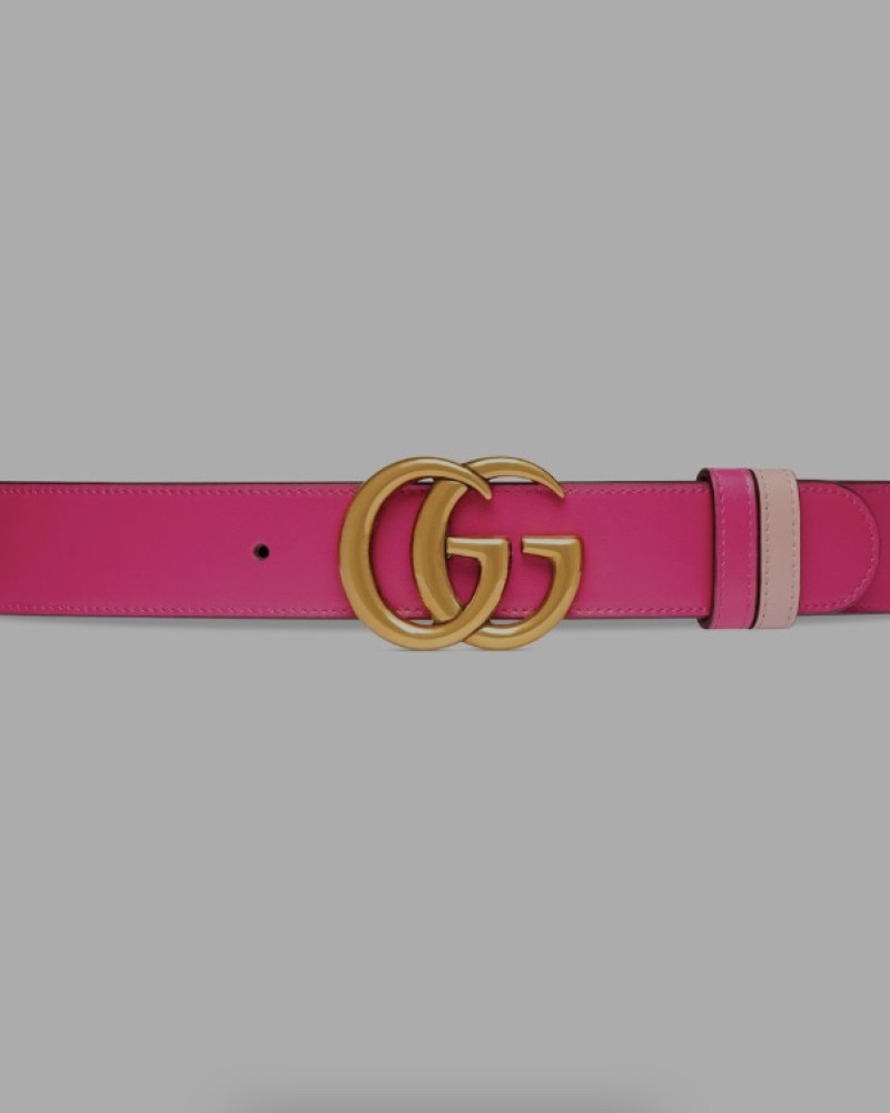 Gucci Women’s Double G Leather Belt – Light Pink & Fuchsia