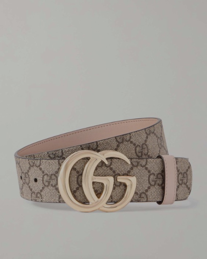 Gucci Women’s GG Supreme Double G Belt – Beige & Pink