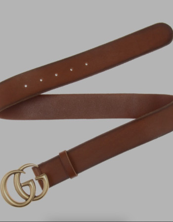 Gucci Women’s Double G Leather Belt – Brown & Antique Gold