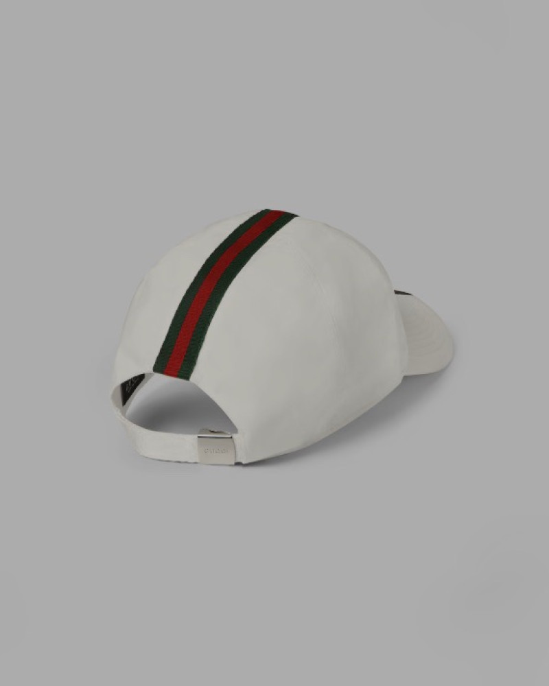 Gucci Cotton Baseball Hat with Web – White