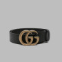 Gucci Women’s Double G Leather Belt – Black & Antique Gold