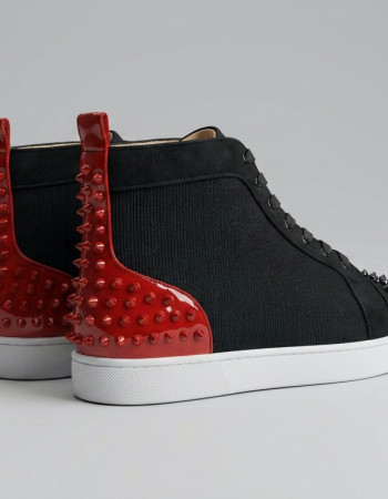 Christian Louboutin Lou Spikes Black Red High-Top Sneakers