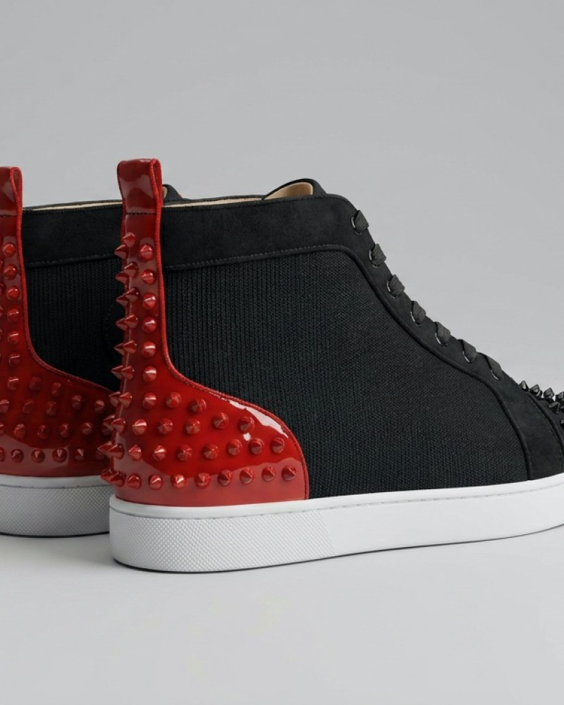 Christian Louboutin Lou Spikes Black Red High-Top Sneakers