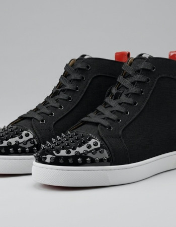Christian Louboutin Lou Spikes Black Red High-Top Sneakers