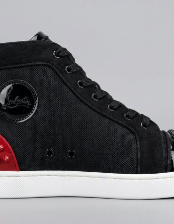 Christian Louboutin Lou Spikes Black Red High-Top Sneakers
