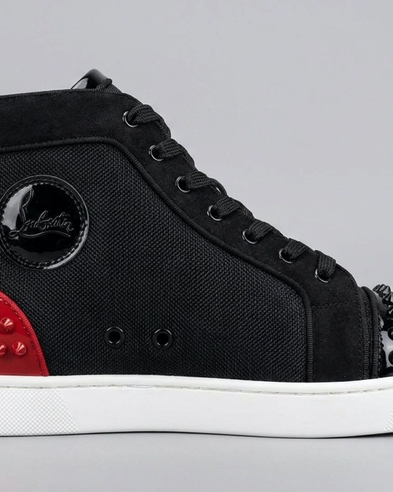 Christian Louboutin Lou Spikes Black Red High-Top Sneakers