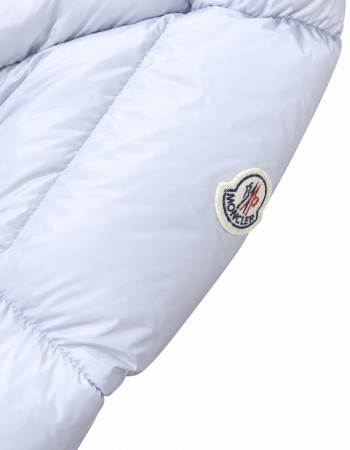 Moncler Square-Quilted Hooded Short Down Jacket – White