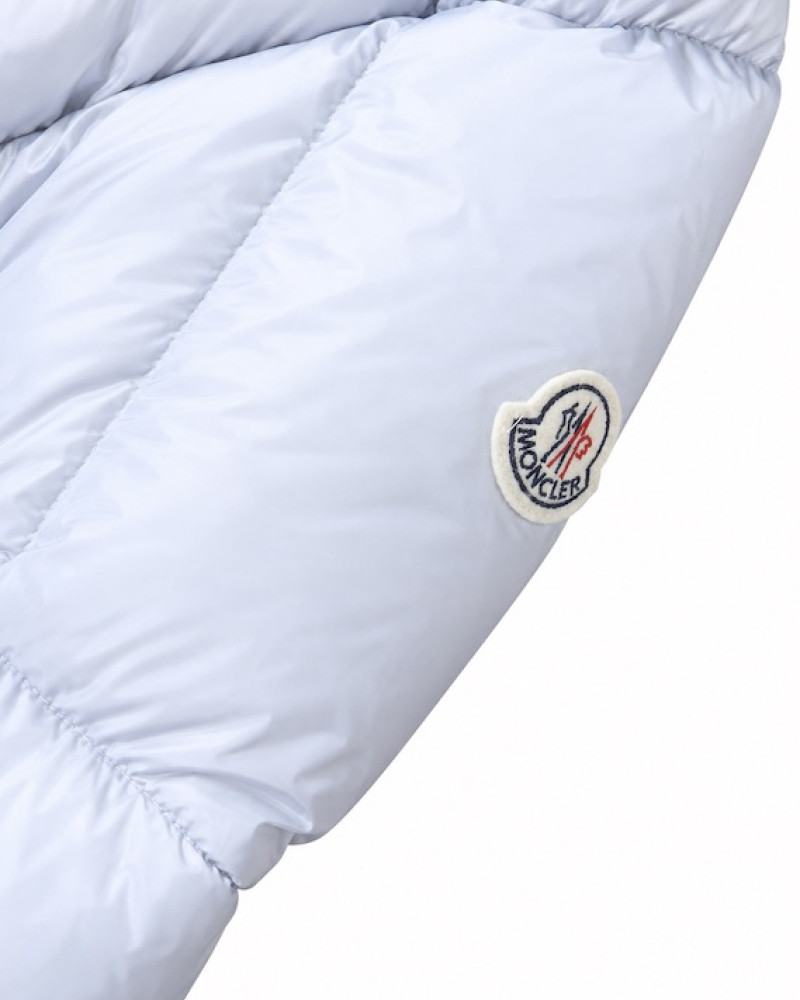 Moncler Square-Quilted Hooded Short Down Jacket – White