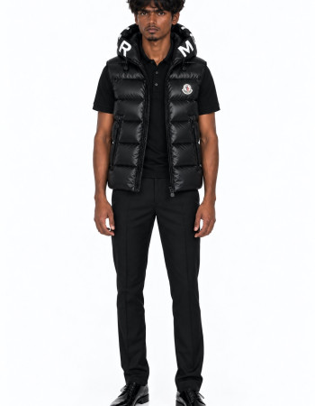 Moncler Montreuil Hooded Logo Down Gilet – Black