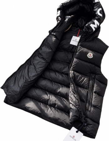 Moncler Montreuil Hooded Logo Down Gilet – Black