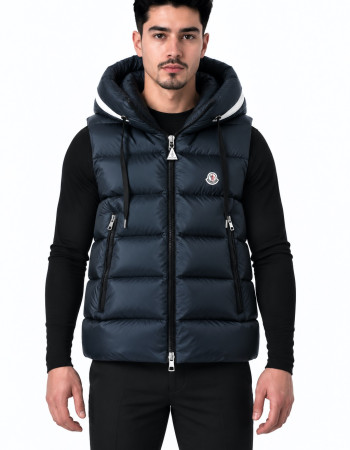 Moncler Barant Double Hood Down Vest – Navy Blue