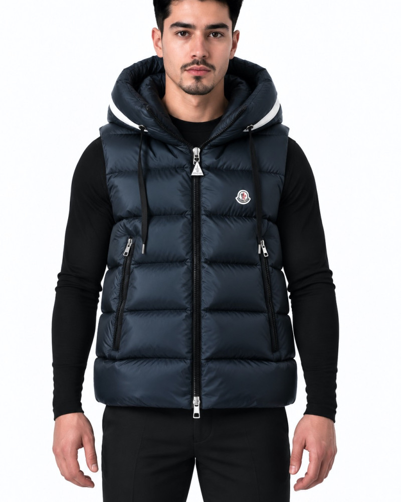 Moncler Barant Double Hood Down Vest – Navy Blue