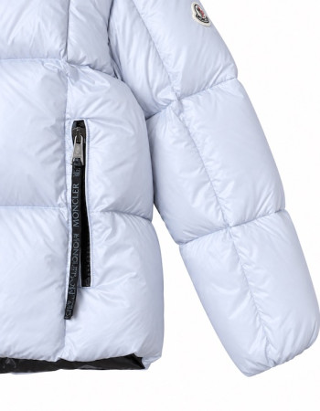 Moncler Square-Quilted Hooded Short Down Jacket – White