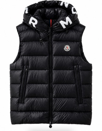 Moncler Montreuil Hooded Logo Down Gilet – Black