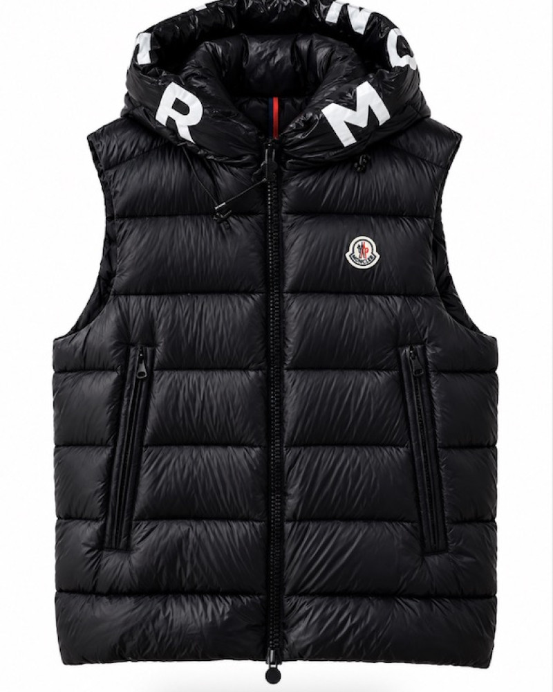 Moncler Montreuil Hooded Logo Down Gilet – Black