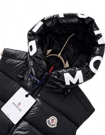Moncler Montreuil Hooded Logo Down Gilet – Black