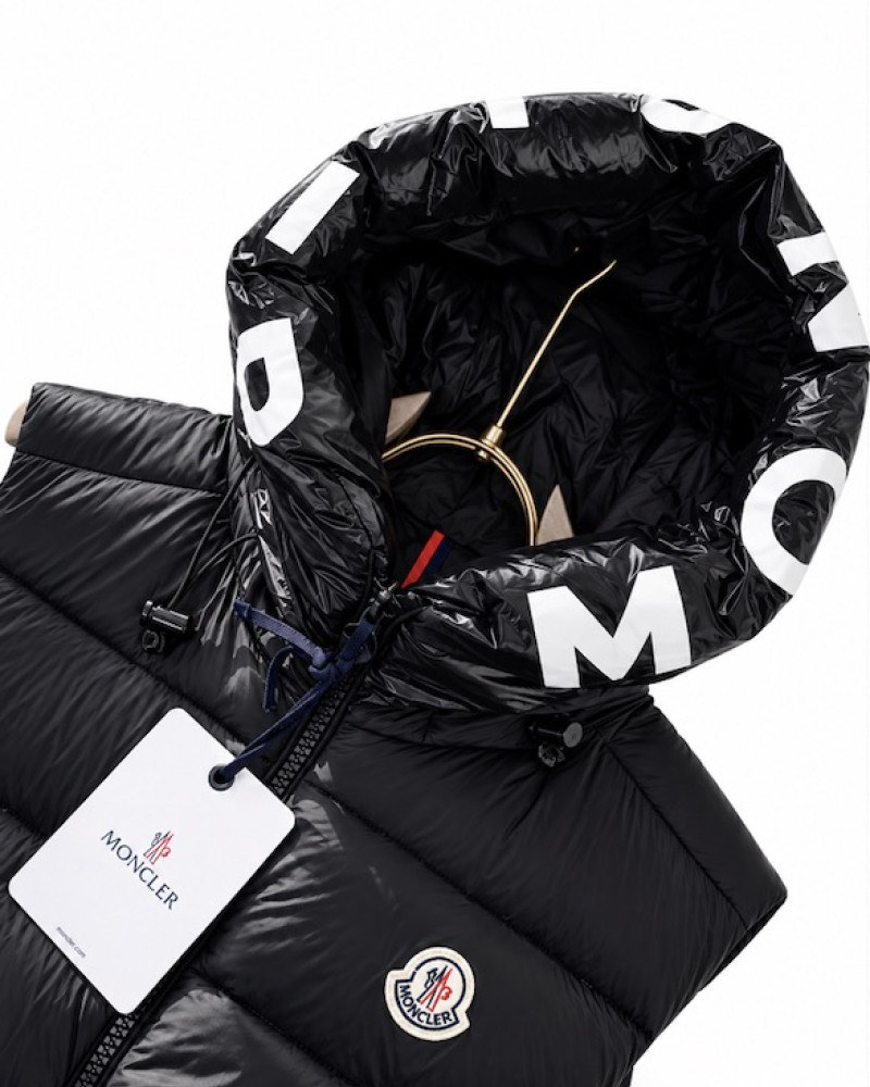 Moncler Montreuil Hooded Logo Down Gilet – Black