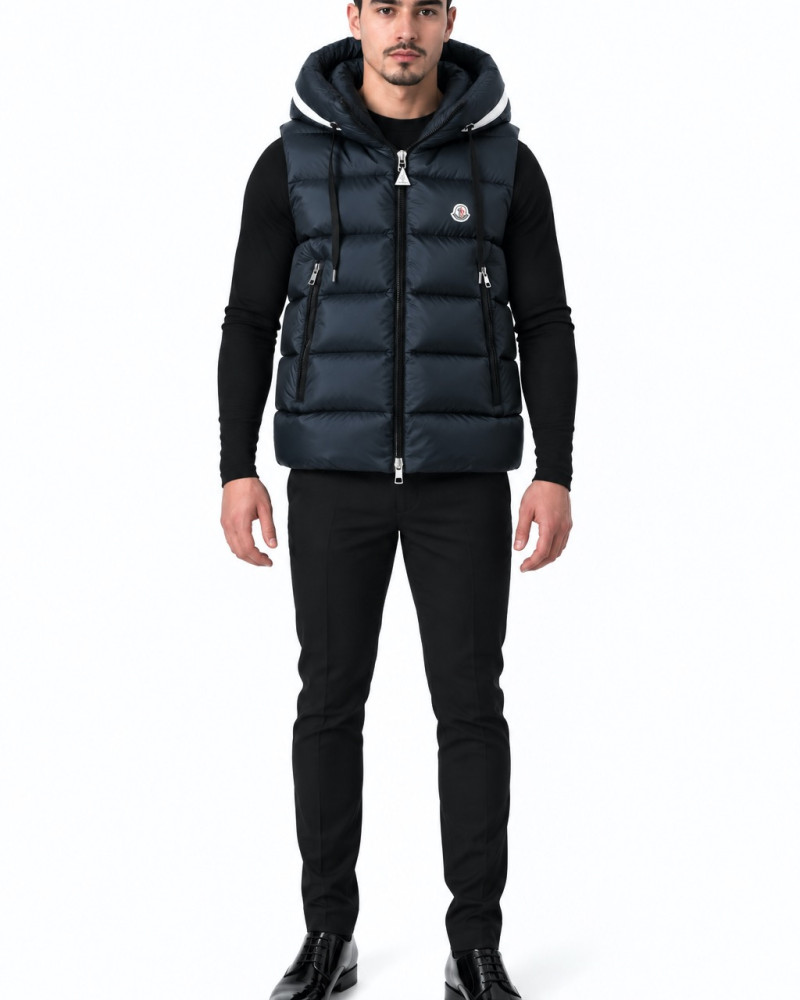 Moncler Barant Double Hood Down Vest – Navy Blue