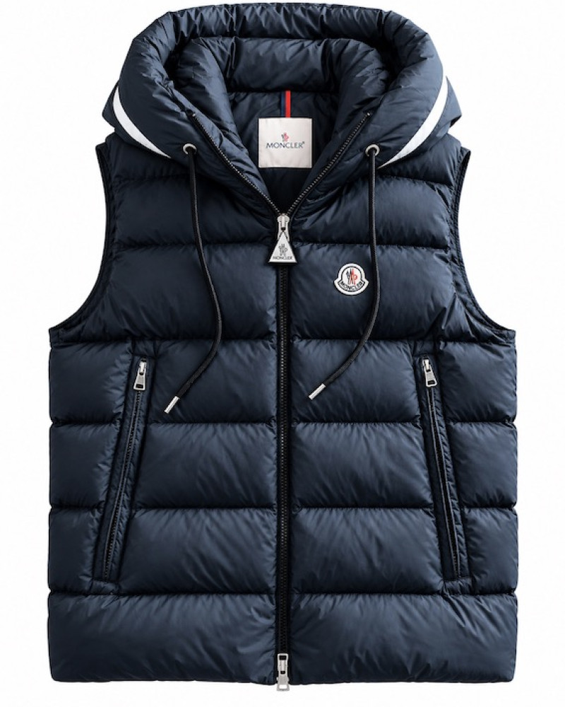 Moncler Barant Double Hood Down Vest – Navy Blue